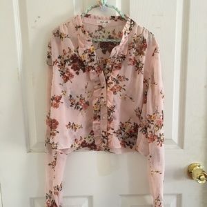 Floral Button up Ruffle Crop Top